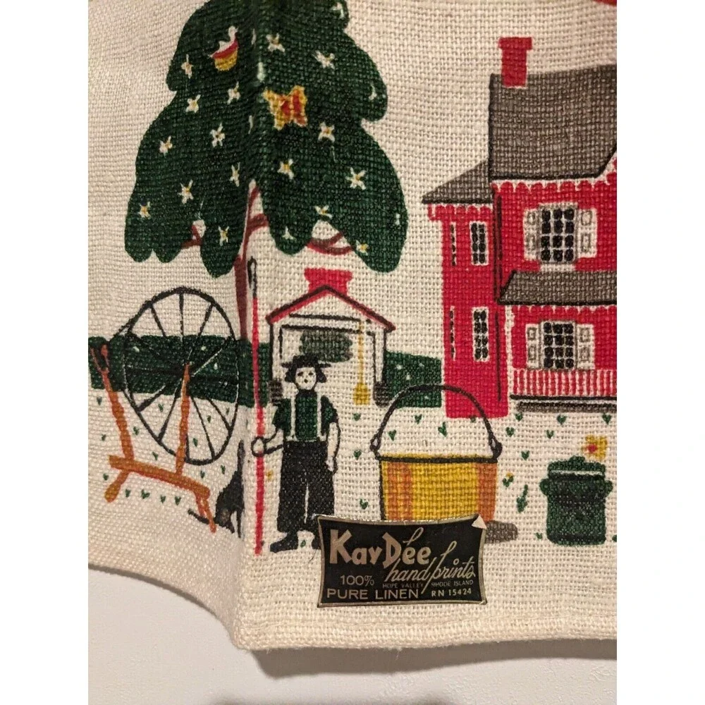Kay Dee Designs VTG Linen Tea Towel Dutch Folk Art Unused W/Sticker Vintage